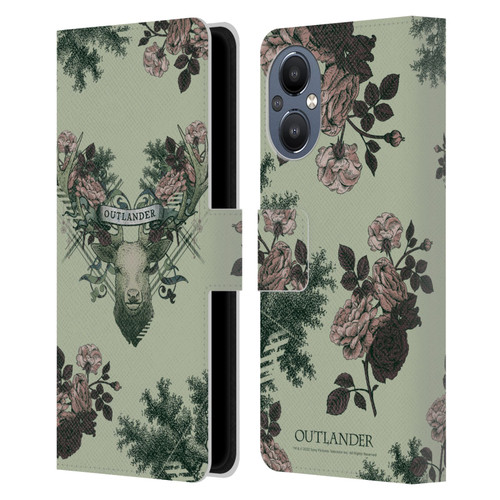 Outlander Composed Graphics Floral Deer Leather Book Wallet Case Cover For OnePlus Nord N20 5G