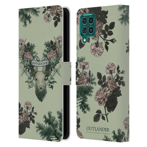 Outlander Composed Graphics Floral Deer Leather Book Wallet Case Cover For Samsung Galaxy F62 (2021)