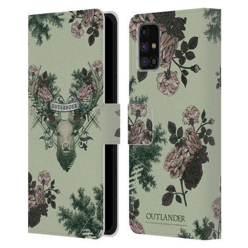 Outlander Composed Graphics Floral Deer Leather Book Wallet Case Cover For Samsung Galaxy M31s (2020)