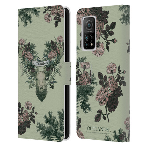 Outlander Composed Graphics Floral Deer Leather Book Wallet Case Cover For Xiaomi Mi 10T 5G
