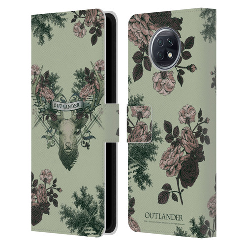 Outlander Composed Graphics Floral Deer Leather Book Wallet Case Cover For Xiaomi Redmi Note 9T 5G