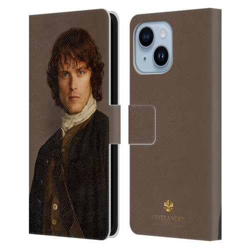 Outlander Characters Jamie Traditional Leather Book Wallet Case Cover For Apple iPhone 14 Plus