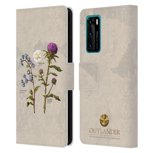 Outlander Graphics Flowers Leather Book Wallet Case Cover For Huawei P40 5G