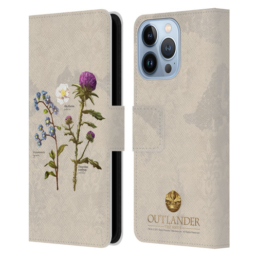 Outlander Graphics Flowers Leather Book Wallet Case Cover For Apple iPhone 13 Pro