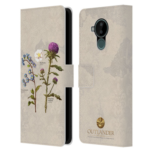Outlander Graphics Flowers Leather Book Wallet Case Cover For Nokia C30
