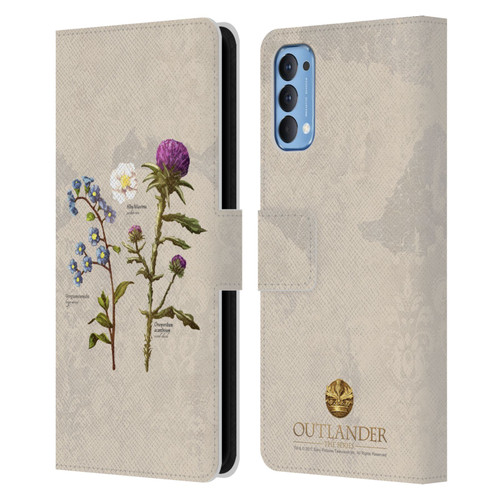 Outlander Graphics Flowers Leather Book Wallet Case Cover For OPPO Reno 4 5G