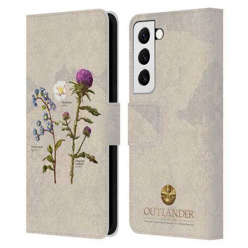 Outlander Graphics Flowers Leather Book Wallet Case Cover For Samsung Galaxy S22 5G