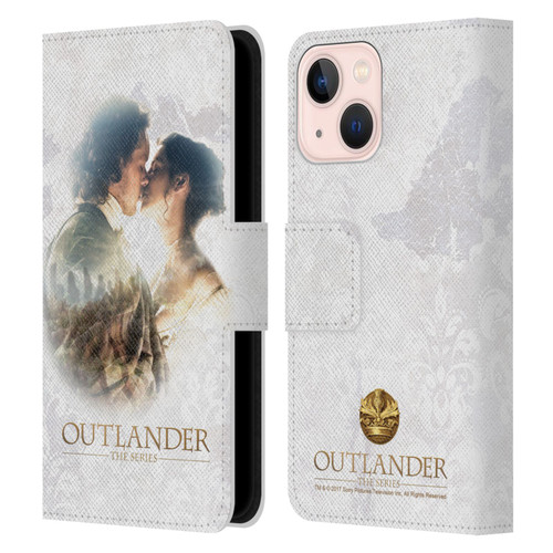 Outlander Portraits Claire & Jamie Kiss Leather Book Wallet Case Cover For Apple iPhone 13 Mini