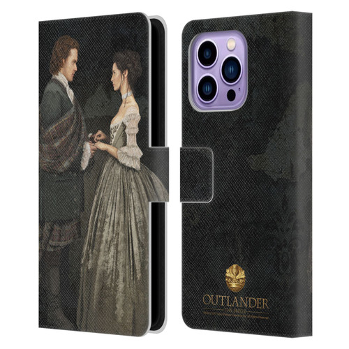 Outlander Portraits Claire & Jamie Painting Leather Book Wallet Case Cover For Apple iPhone 14 Pro Max