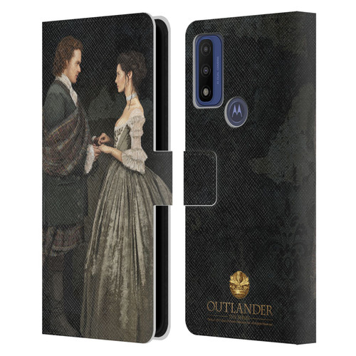 Outlander Portraits Claire & Jamie Painting Leather Book Wallet Case Cover For Motorola G Pure