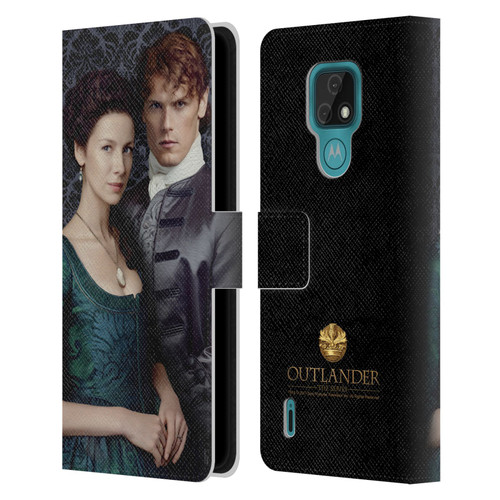 Outlander Portraits Claire & Jamie Leather Book Wallet Case Cover For Motorola Moto E7