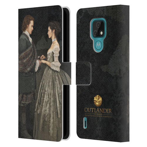 Outlander Portraits Claire & Jamie Painting Leather Book Wallet Case Cover For Motorola Moto E7