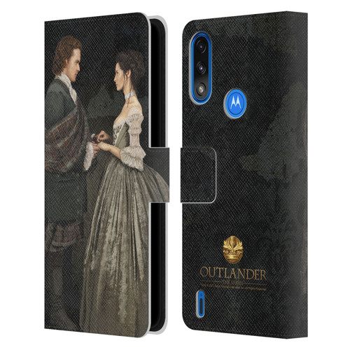 Outlander Portraits Claire & Jamie Painting Leather Book Wallet Case Cover For Motorola Moto E7 Power / Moto E7i Power