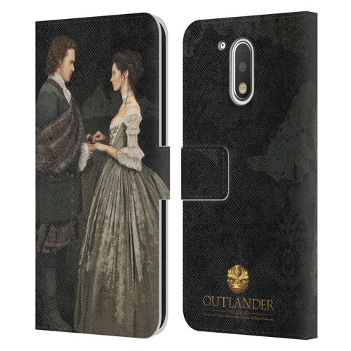 Outlander Portraits Claire & Jamie Painting Leather Book Wallet Case Cover For Motorola Moto G41
