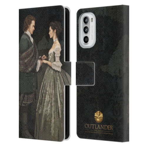 Outlander Portraits Claire & Jamie Painting Leather Book Wallet Case Cover For Motorola Moto G52