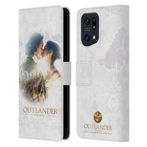 Outlander Portraits Claire & Jamie Kiss Leather Book Wallet Case Cover For OPPO Find X5