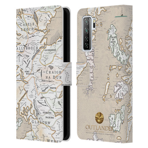 Outlander Seals And Icons Map Leather Book Wallet Case Cover For Huawei Nova 7 SE/P40 Lite 5G