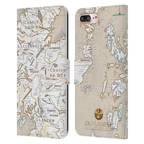 Outlander Seals And Icons Map Leather Book Wallet Case Cover For Apple iPhone 7 Plus / iPhone 8 Plus