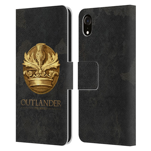 Outlander Seals And Icons Scotland Thistle Leather Book Wallet Case Cover For Apple iPhone XR