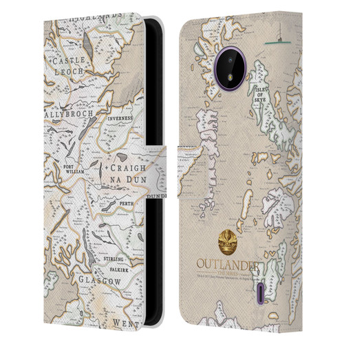 Outlander Seals And Icons Map Leather Book Wallet Case Cover For Nokia C10 / C20