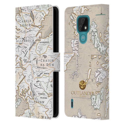 Outlander Seals And Icons Map Leather Book Wallet Case Cover For Motorola Moto E7