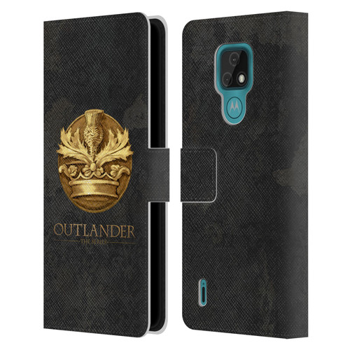 Outlander Seals And Icons Scotland Thistle Leather Book Wallet Case Cover For Motorola Moto E7