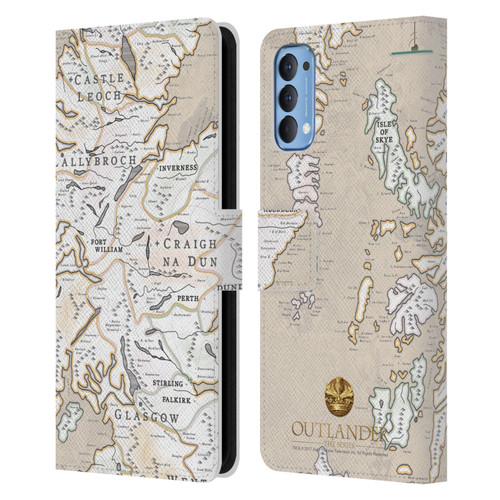Outlander Seals And Icons Map Leather Book Wallet Case Cover For OPPO Reno 4 5G