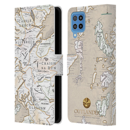 Outlander Seals And Icons Map Leather Book Wallet Case Cover For Samsung Galaxy F22 (2021)