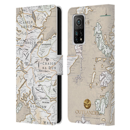 Outlander Seals And Icons Map Leather Book Wallet Case Cover For Xiaomi Mi 10T 5G