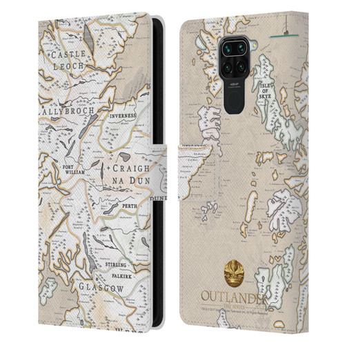 Outlander Seals And Icons Map Leather Book Wallet Case Cover For Xiaomi Redmi Note 9 / Redmi 10X 4G