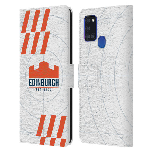 Edinburgh Rugby Logo Art White Leather Book Wallet Case Cover For Samsung Galaxy A21s (2020)