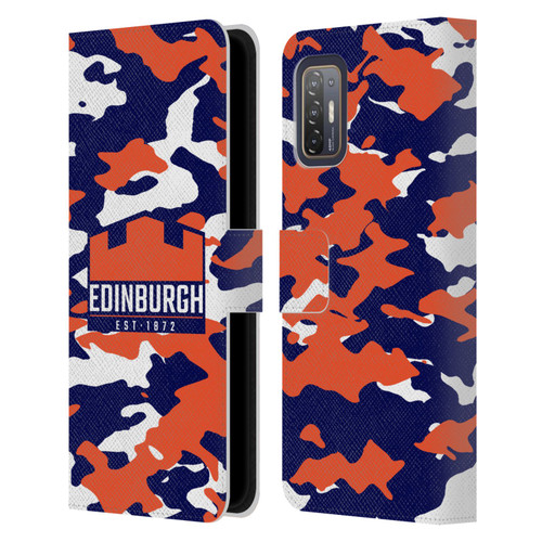 Edinburgh Rugby Logo 2 Camouflage Leather Book Wallet Case Cover For HTC Desire 21 Pro 5G