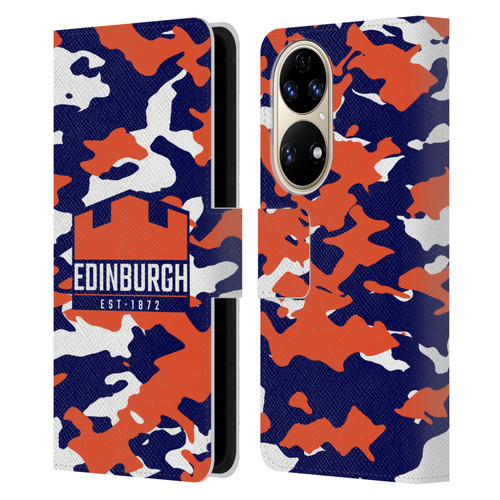 Edinburgh Rugby Logo 2 Camouflage Leather Book Wallet Case Cover For Huawei P50