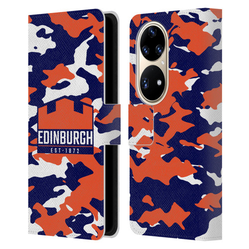 Edinburgh Rugby Logo 2 Camouflage Leather Book Wallet Case Cover For Huawei P50 Pro