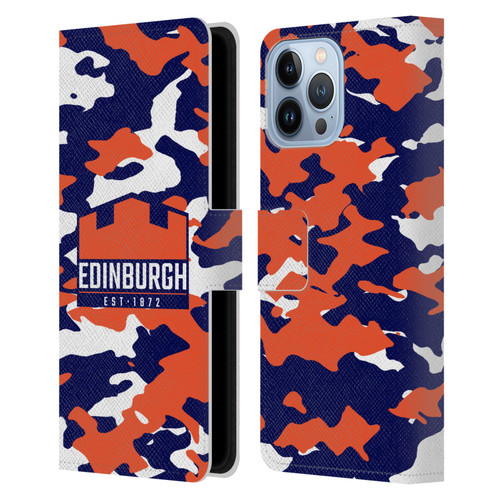 Edinburgh Rugby Logo 2 Camouflage Leather Book Wallet Case Cover For Apple iPhone 13 Pro Max