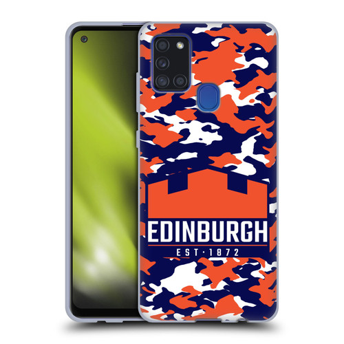 Edinburgh Rugby Logo 2 Camouflage Soft Gel Case for Samsung Galaxy A21s (2020)