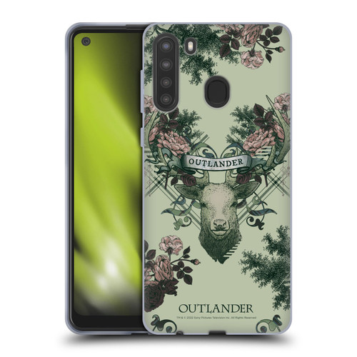 Outlander Composed Graphics Floral Deer Soft Gel Case for Samsung Galaxy A21 (2020)