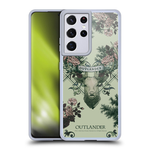 Outlander Composed Graphics Floral Deer Soft Gel Case for Samsung Galaxy S21 Ultra 5G