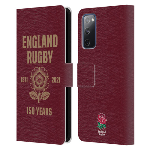 England Rugby Union 150th Anniversary Red Leather Book Wallet Case Cover For Samsung Galaxy S20 FE / 5G