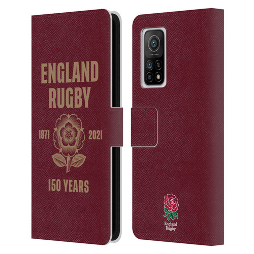 England Rugby Union 150th Anniversary Red Leather Book Wallet Case Cover For Xiaomi Mi 10T 5G