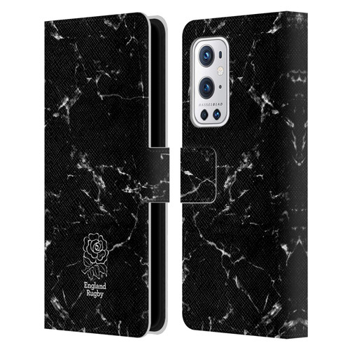 England Rugby Union Marble Black Leather Book Wallet Case Cover For OnePlus 9 Pro