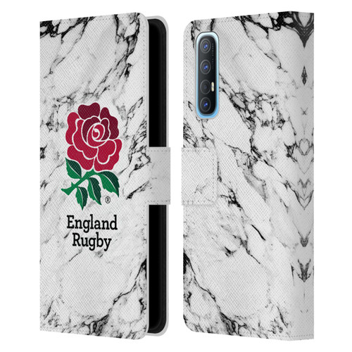 England Rugby Union Marble White Leather Book Wallet Case Cover For OPPO Find X2 Neo 5G