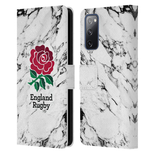England Rugby Union Marble White Leather Book Wallet Case Cover For Samsung Galaxy S20 FE / 5G