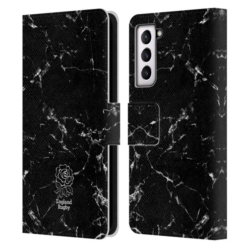 England Rugby Union Marble Black Leather Book Wallet Case Cover For Samsung Galaxy S21 5G