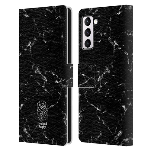 England Rugby Union Marble Black Leather Book Wallet Case Cover For Samsung Galaxy S21+ 5G
