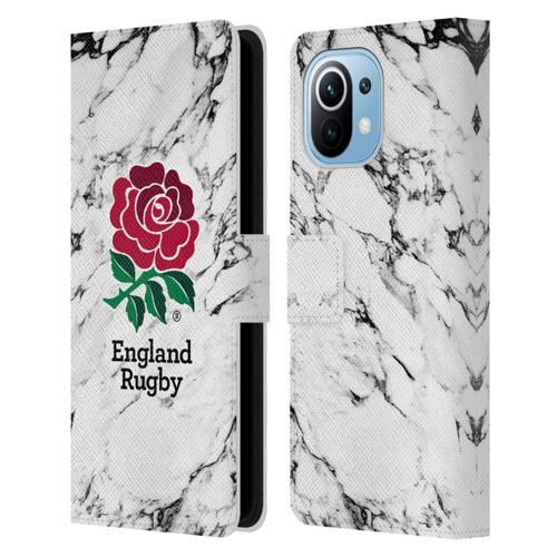 England Rugby Union Marble White Leather Book Wallet Case Cover For Xiaomi Mi 11