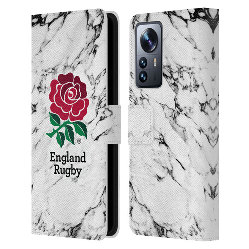 England Rugby Union Marble White Leather Book Wallet Case Cover For Xiaomi 12 Pro