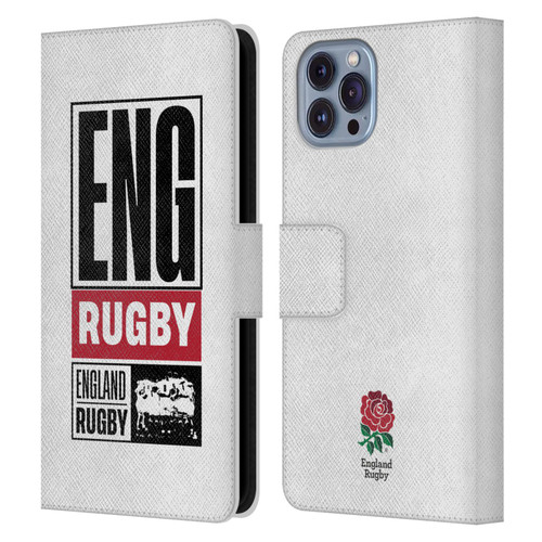 England Rugby Union RED ROSE Eng Rugby Logo Leather Book Wallet Case Cover For Apple iPhone 14