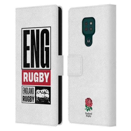 England Rugby Union RED ROSE Eng Rugby Logo Leather Book Wallet Case Cover For Motorola Moto G9 Play