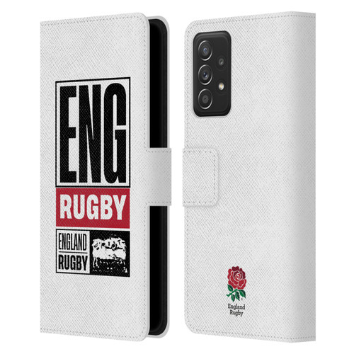 England Rugby Union RED ROSE Eng Rugby Logo Leather Book Wallet Case Cover For Samsung Galaxy A52 / A52s / 5G (2021)
